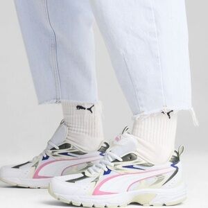 Puma Milenio Tech Sneakers Women's White Grey Pink Sz 10